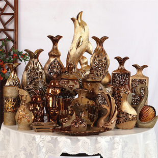 饰摆件 陶瓷花瓶家居客厅电视柜酒柜玄关桌面创意装 孤品 轻奢欧式