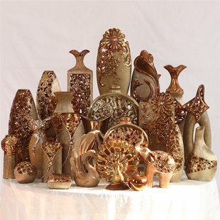 饰摆件 陶瓷花瓶家居客厅酒柜电视柜玄关桌面创意装 孤品 轻奢欧式