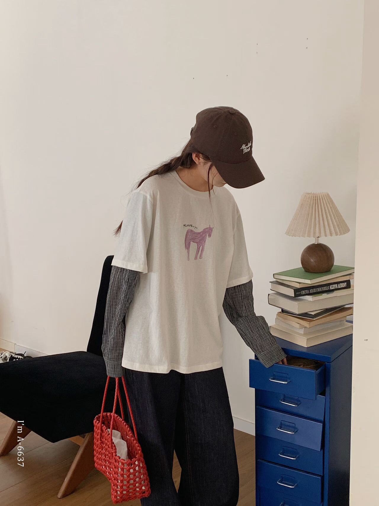 MOMI春夏甜系画报假两件马格子女