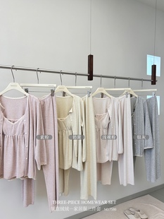 25年秋冬羊绒蛋白三件套睡衣带胸垫吊带长裤 性感纯欲风花边舒适女