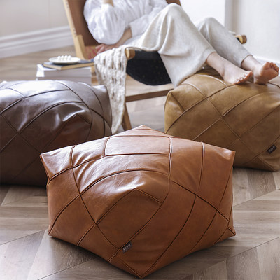 摩洛哥坐墩方形蒲团家用榻榻米坐垫手工皮墩懒人豆包民宿装饰坐垫