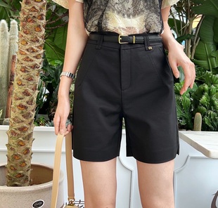 利索LiSuo2023夏季韩版小个子直筒显瘦西装短裤女港风复古四分裤