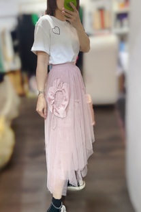 利索LiSuo抽绳设计感网纱半身裙女夏季新款超仙气质百搭中长纱裙