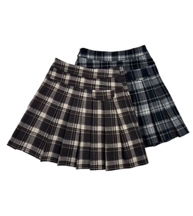 LiSuo利索英伦风格子短裙女秋冬季高腰a字显瘦呢子百褶裙内防走光