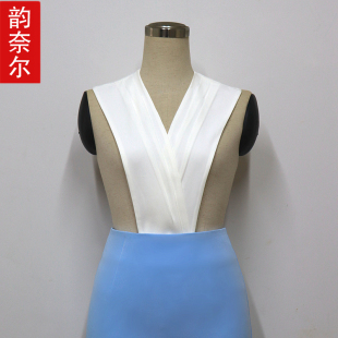 播音主持人打底披肩艺考新闻主播西装 内搭 百搭假领打底V领衬衫