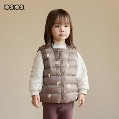 papa冬季儿童羽绒服马甲保暖防风