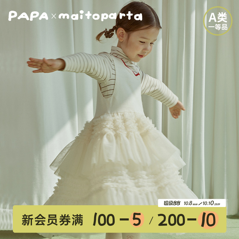 papa爬爬冬季儿童连衣裙洋气