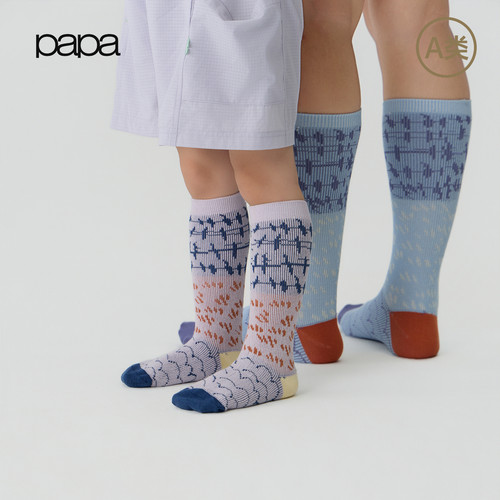 papa爬爬儿童提花中筒袜三双装