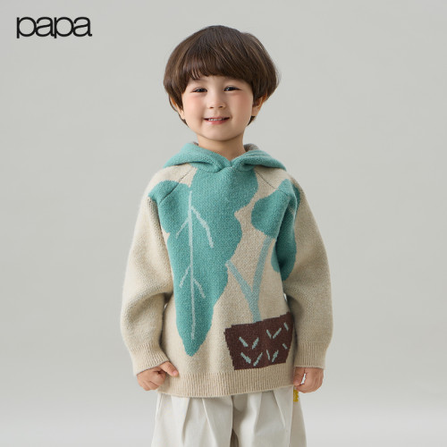 papa秋季毛衣开衫柔软百搭