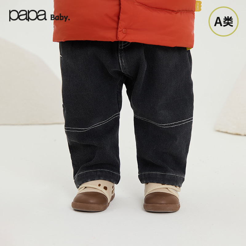 papa冬季婴儿裤子大屁屁裤牛仔