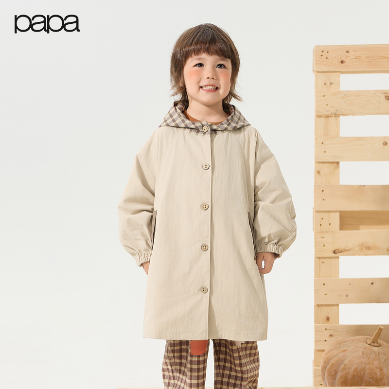 papa爬爬秋季儿童风衣外套夹克