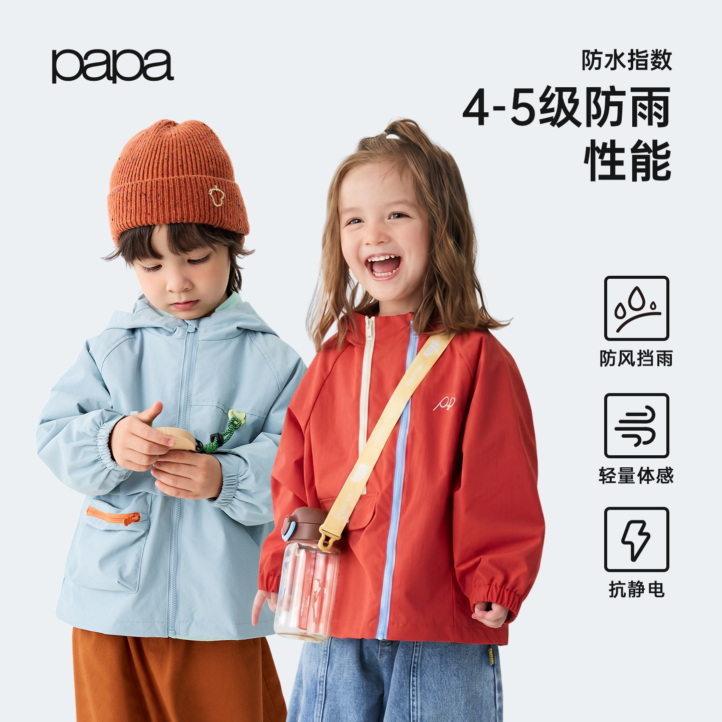 papa秋季儿童外套户外防泼水防风图片