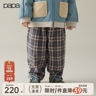 子男女宝松紧腰格子长裤 宝宝裤 papa爬爬冬季 柔软亲肤 商场同款