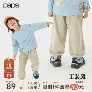 子男女宝束脚宽松长裤 大口袋裤 papa爬爬秋季 保暖 糯米棉