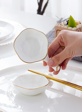 家用骨瓷蘸料筷架创意花瓣筷子托小菜碟味碟陶瓷多用点心碟筷托