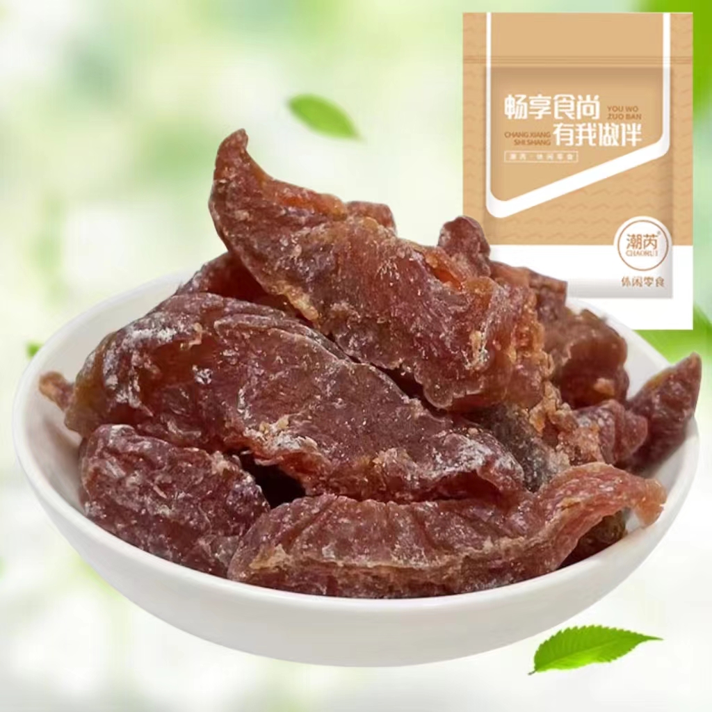 潮芮水蜜桃肉盐津桃肉干无核桃条酸甜蜜饯果脯水果干果零食品散装