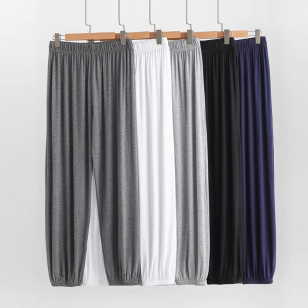 莫代尔长裤男春秋季大码薄款束腿睡裤宽松灯笼裤可外穿休闲家居裤