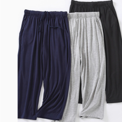 舒适莫代尔棉睡裤七分裤男夏季薄款宽松大码7分短裤空调裤家居裤