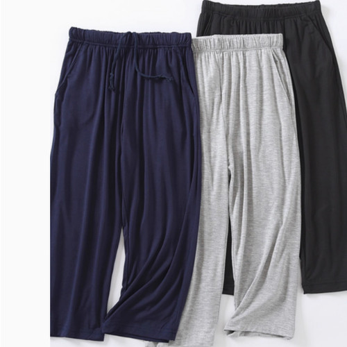 舒适莫代尔棉睡裤七分裤男夏季薄款宽松大码7分短裤空调裤家居裤