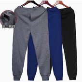 长裤 秋冬季 睡裤 男士 中老年前开口保暖打底纯棉加绒加厚收脚 家居裤