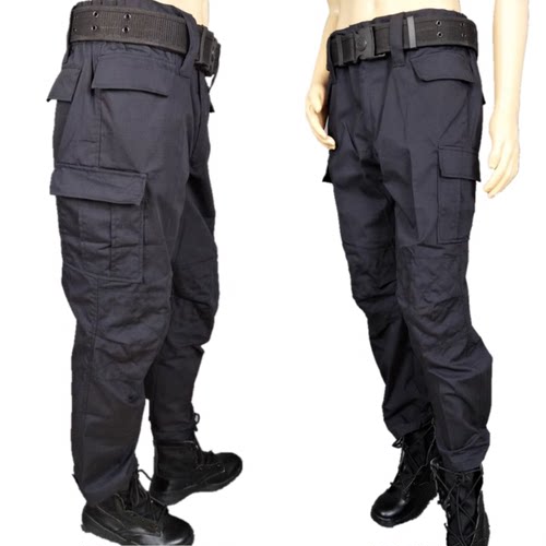特价处理藏青黑色夏季网格作训服裤子男女保安训练裤战术裤加肥大