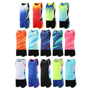 新款田径训练服短袖运动套装透气速干透气运动服T6217