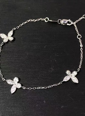 新款满钻三只小蝴蝶幻影手链女轻奢小众设精致时尚优雅气质饰品