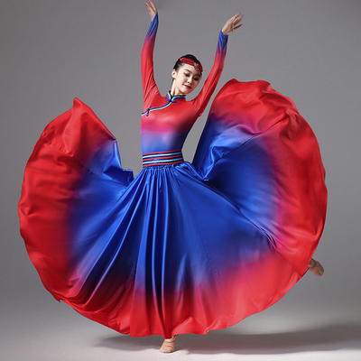 蒙古舞蹈演出服女新款成人大摆裙艺考草原鸿雁舞民族广场舞表演服