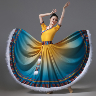 学生艺考练习大摆裙广场舞服 女少数民族套装 新款 藏族舞蹈演出服装