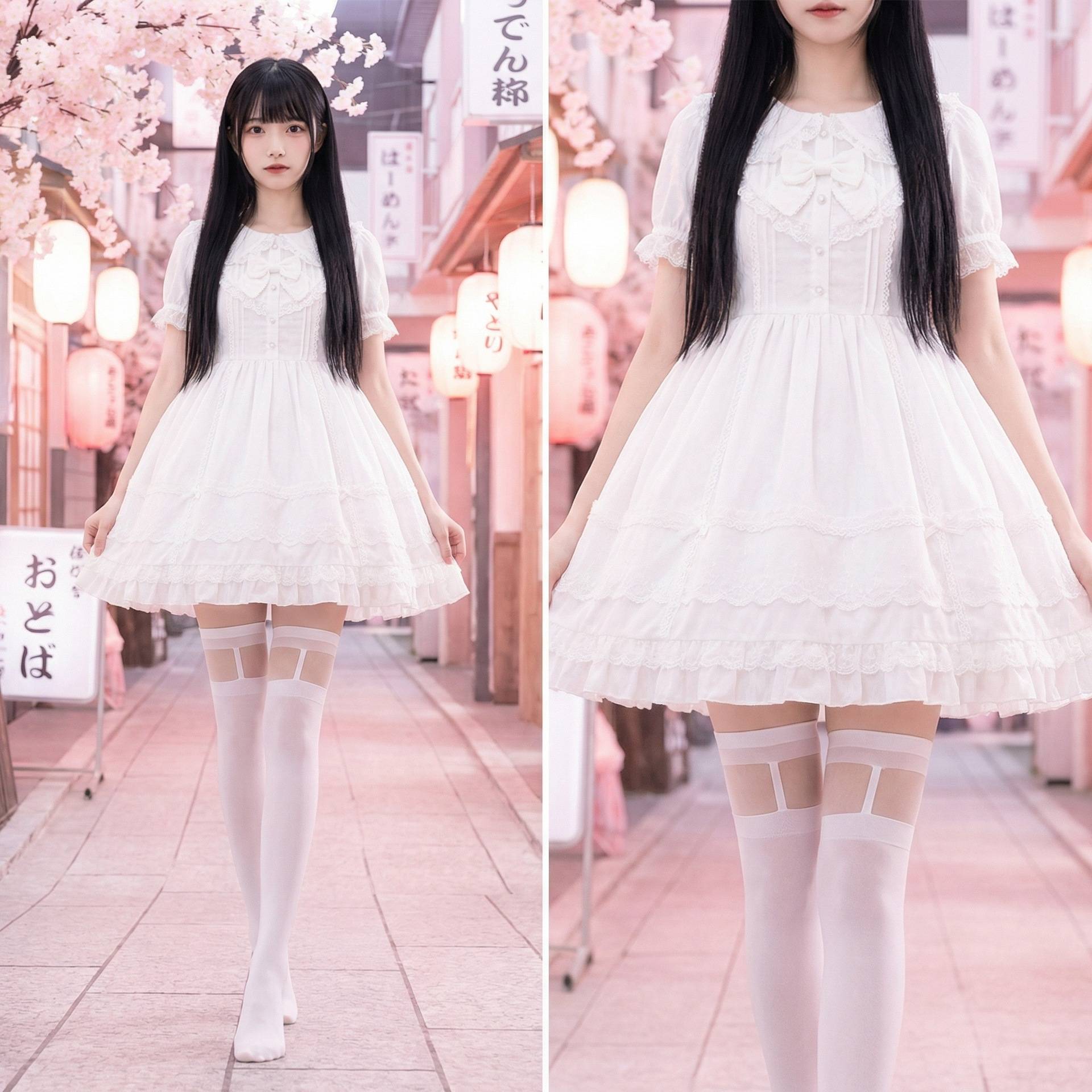 日系甜美吊带过膝袜天鹅绒长筒袜