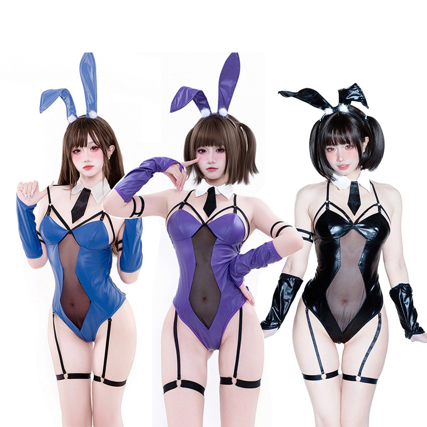 兔女郎兔子女警官制服漆皮连体衣