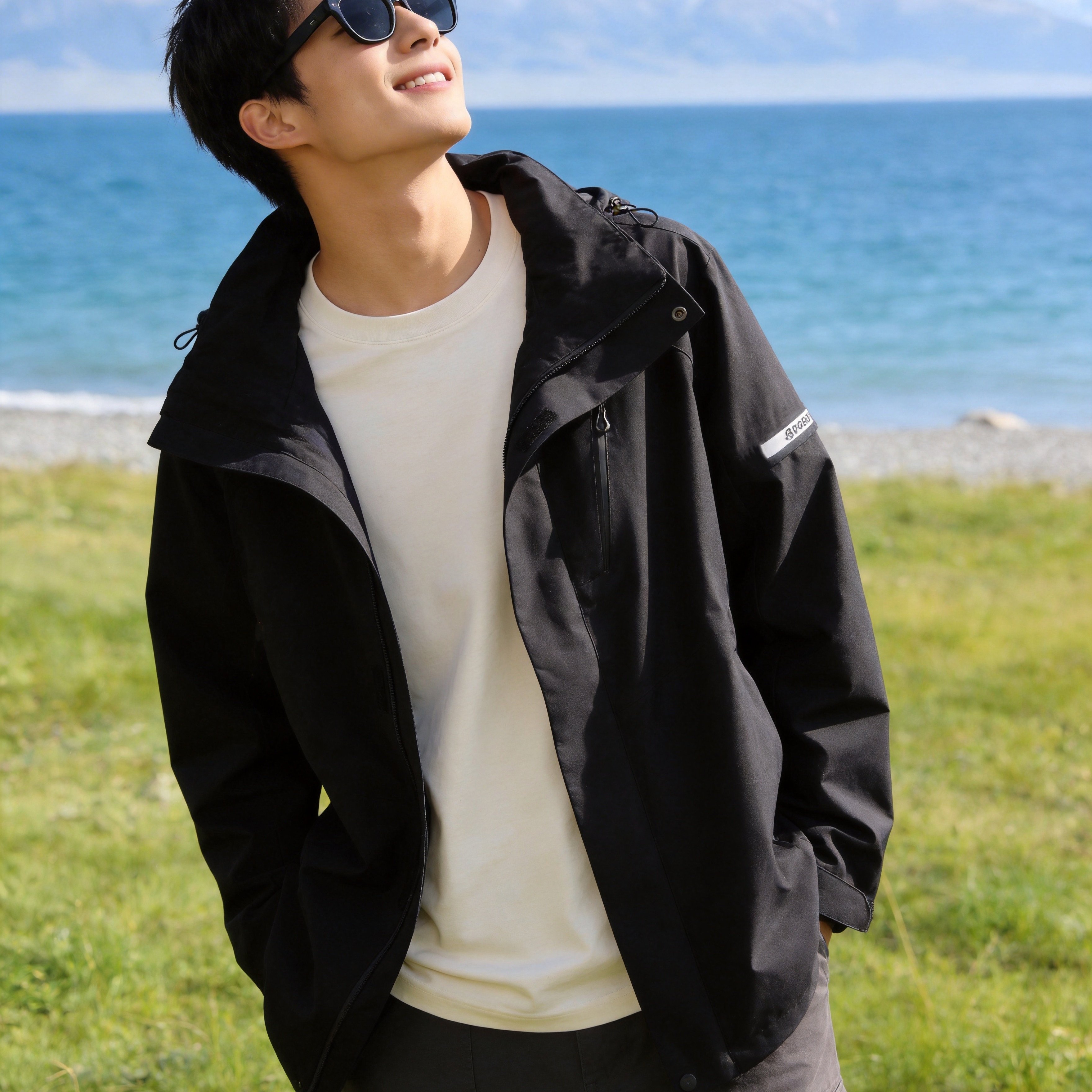 阿珂姆男款春秋防风防泼水户外冲锋双层外套休闲风衣夹克