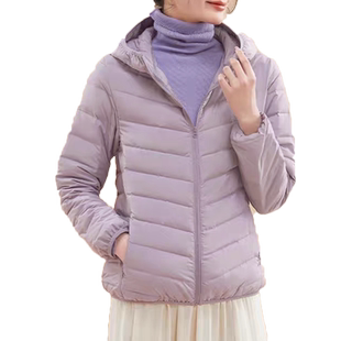 阿珂姆新款鹅绒服轻薄连帽羽绒服保暖女休闲羽绒外套断码清仓