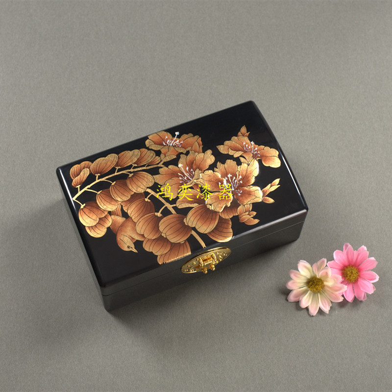 漆器木质带锁首饰盒婚庆礼品