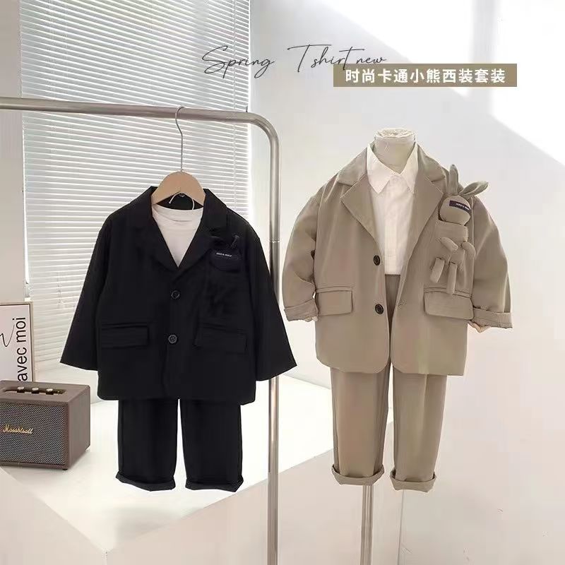 男童西装套装小少爷英伦风儿童休闲西服韩款网红花童礼服春秋外套