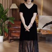 高定100%真丝丝绒长裙S29YS262004