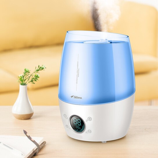 德尔玛 大容量4.5L桌面式LU300加湿器静音空调触控香薰办公室家用