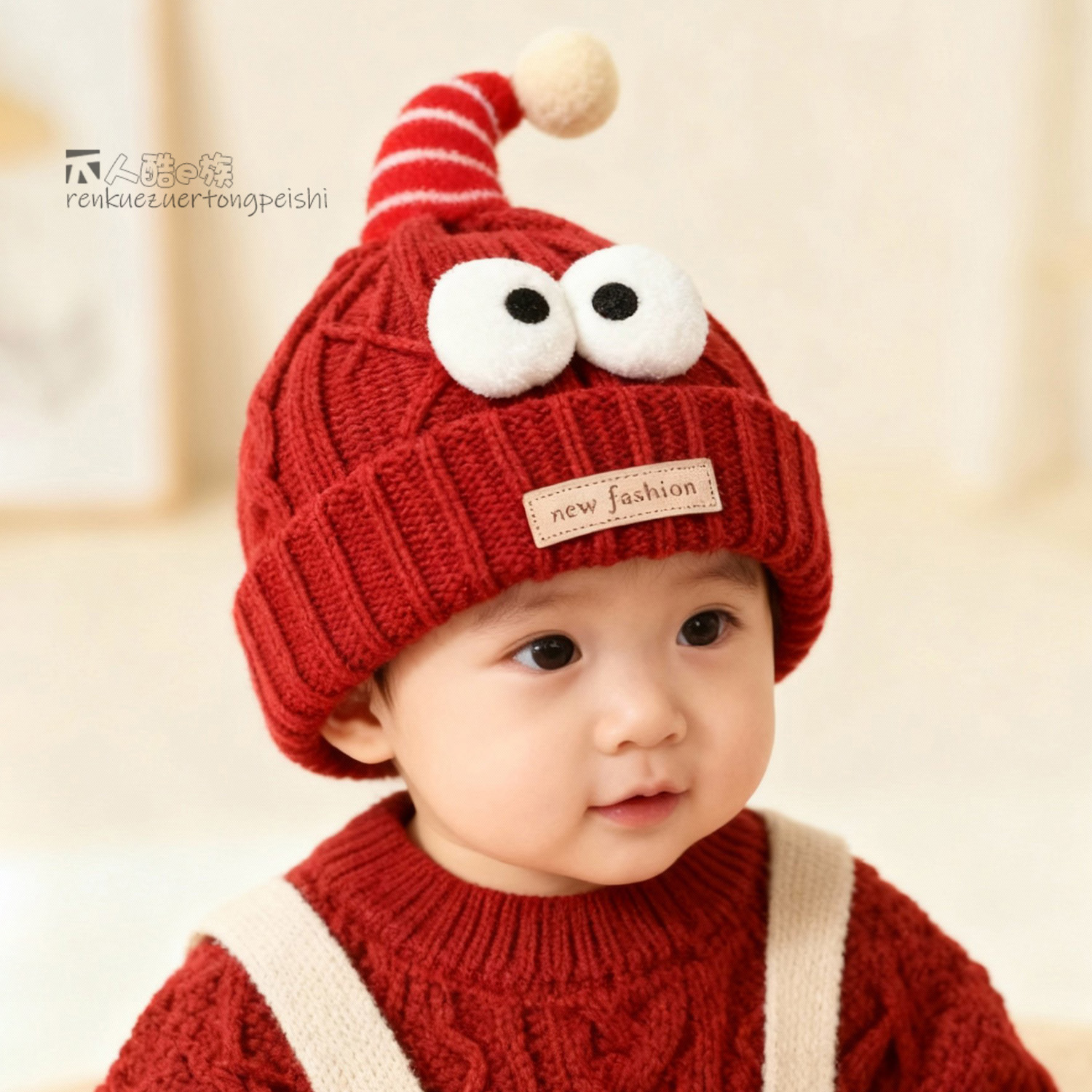 小宝宝冬季毛线帽加厚保暖防风