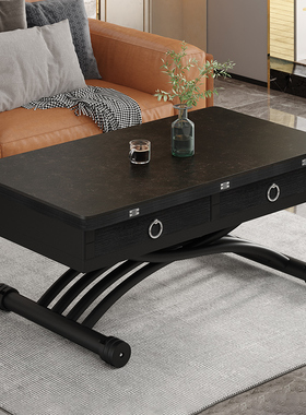 多功能升降茶几餐桌两用一体式小户型方形家用多功能折叠岩板伸缩