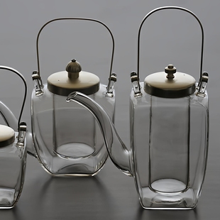 日本代购广田硝子手工传统日式家用双层耐热简约透明送礼酒壶茶壶