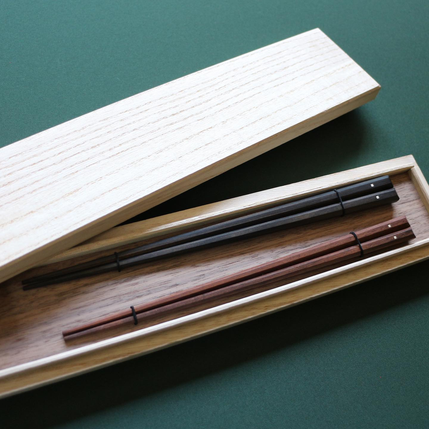 日本Marunao高端日式手工筷子黑檀紫檀百年八角镶银夫妻情侣套装