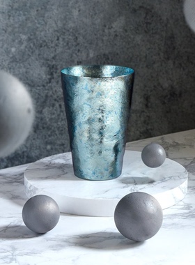 日本sus gallery手工纯钛杯双层真空保温保冷400ml啤酒软饮送礼