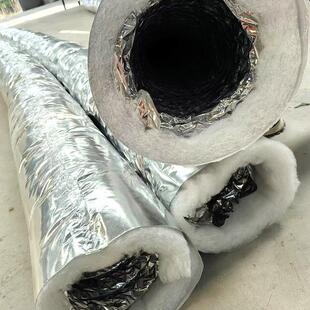 中央空调保温通风管道夹筋铝箔无胶棉管通风软管玻纤布厚暖风管