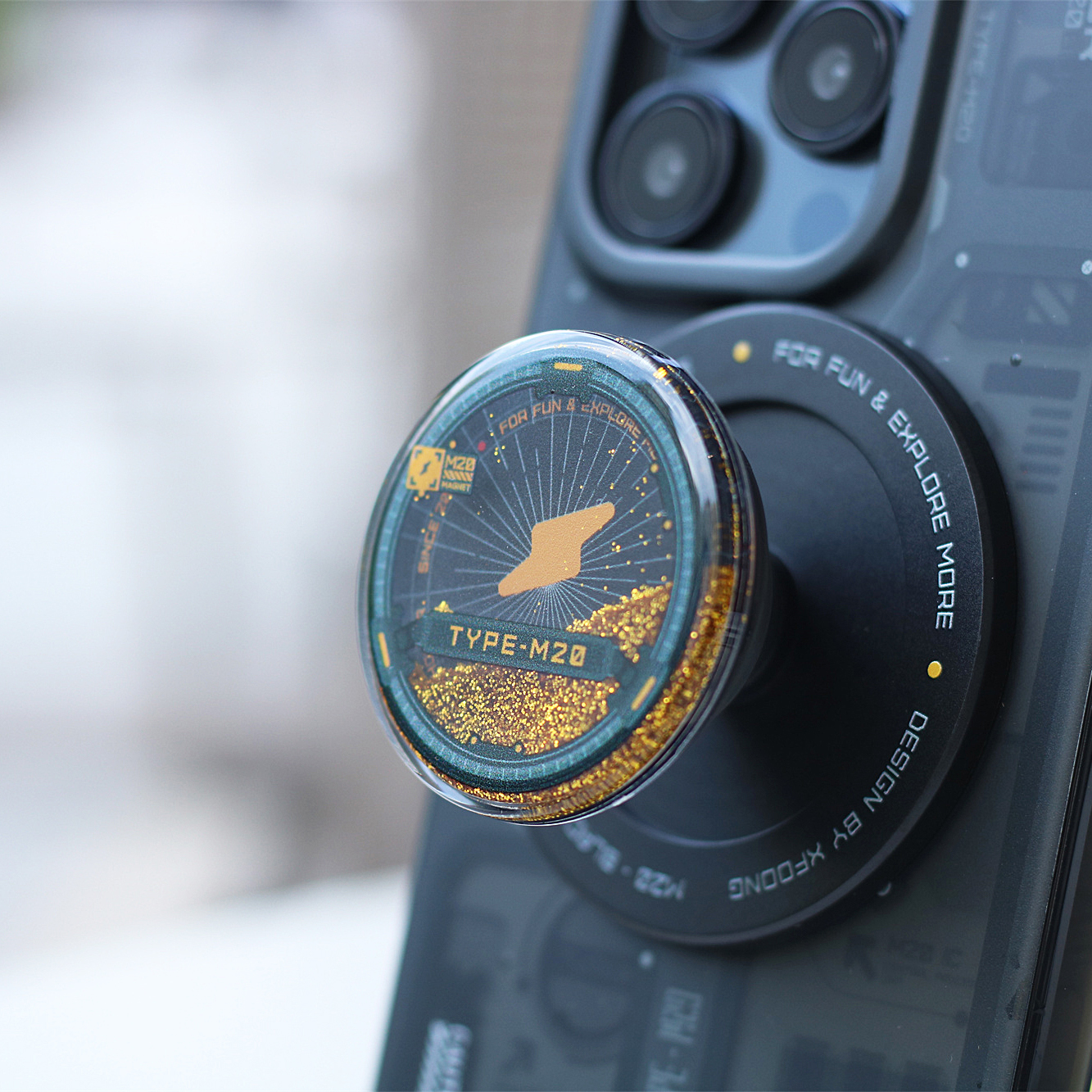 XFOONG原创|M20-黑金流沙 磁吸支架  magsafe气囊桌面支架