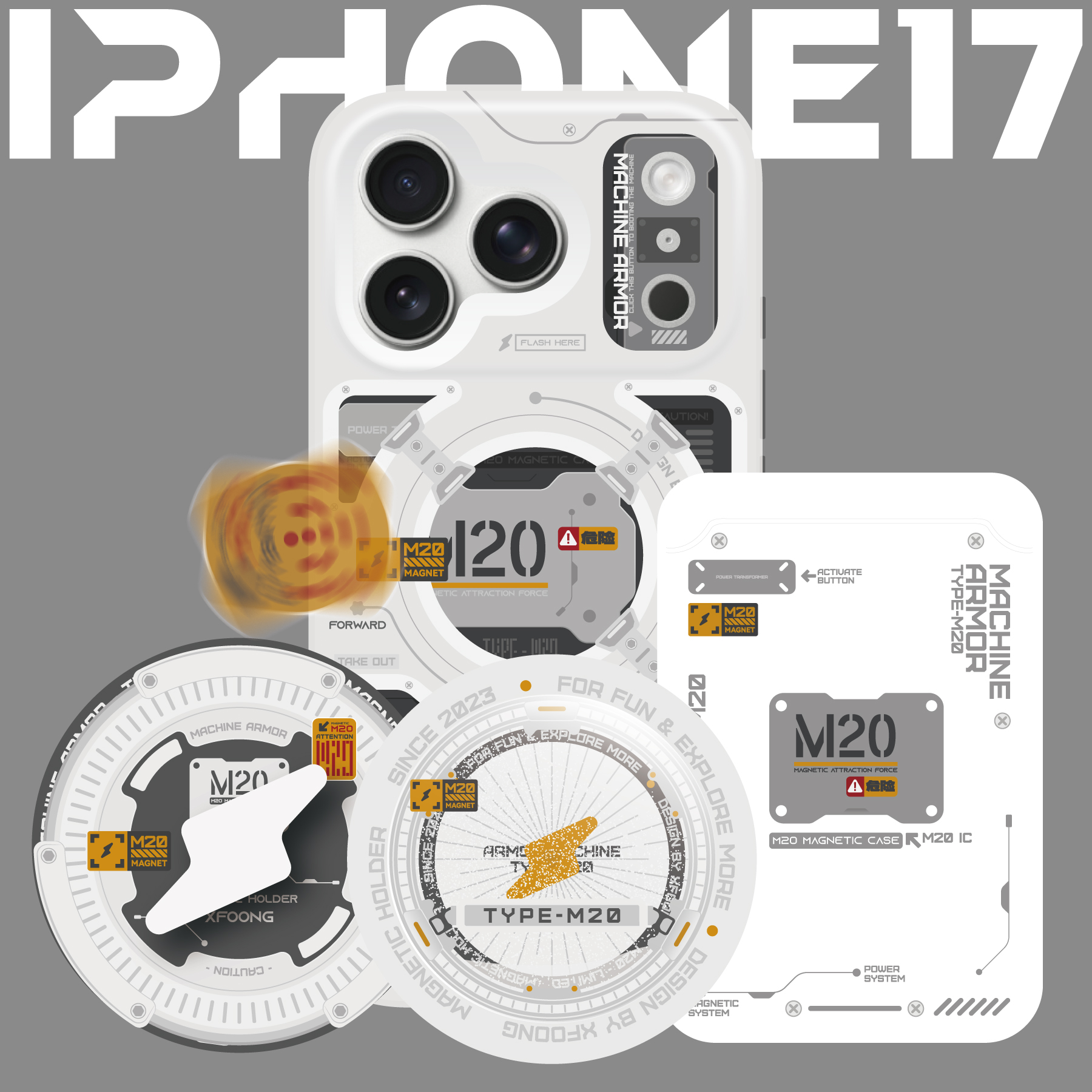 XFOONG原创|M20原色 苹果17Pro ProMax磁吸手机壳TPU软壳 带相机键