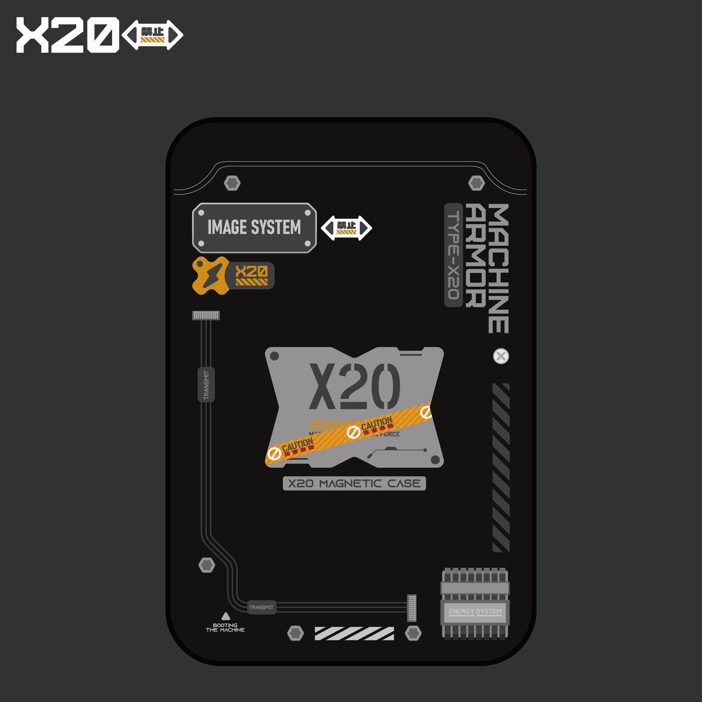 XFOONG原创|设计师品牌 机甲X20磁吸卡包 magsafe手机卡包可装2卡