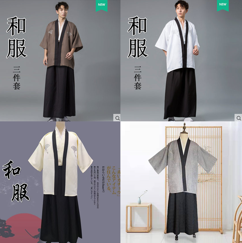春季新款男士改良古装日本和服武士服现代动漫服剧本杀道具演出服