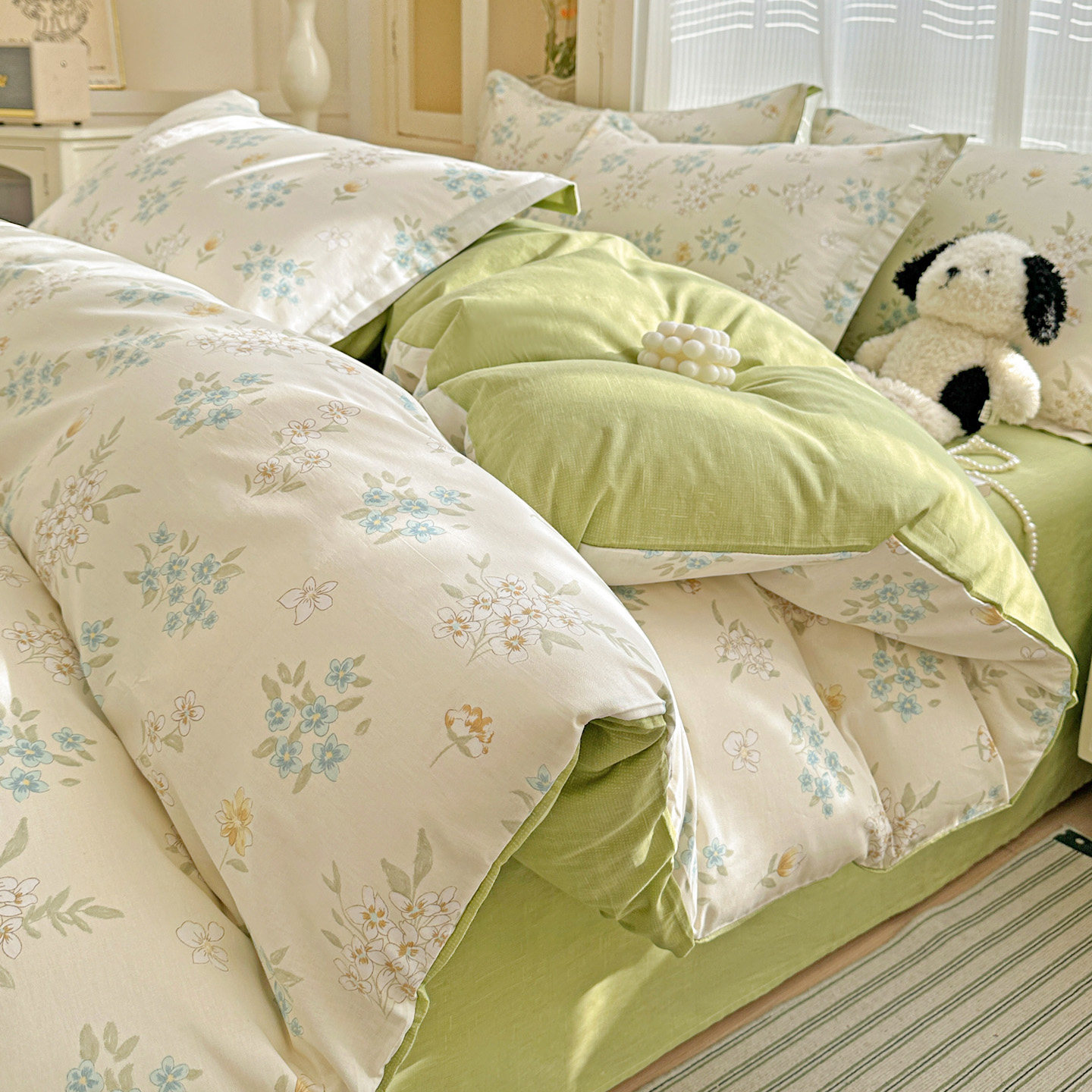 简约全棉田园小清新碎花被套四件套宿舍学生单人床上用品三件套新