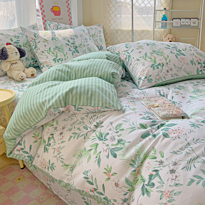 纯棉小清新田园碎花被套全棉宿舍学生单双人床上用品三件套四件套