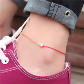 日式 轻奢单钻红绳脚链子女款 性感钛钢18k金网红学生古风森系绳